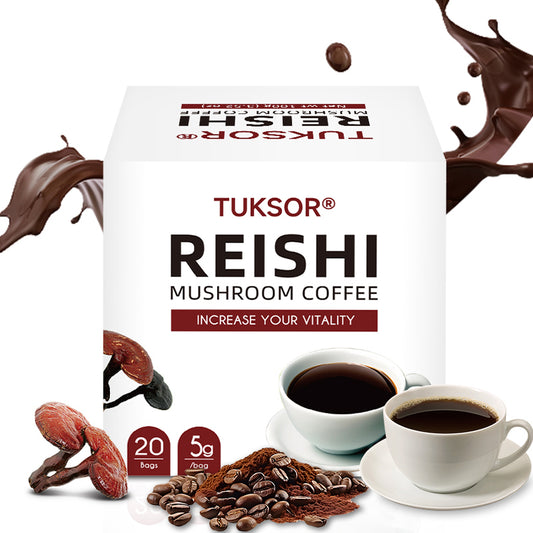 TUKSOR Organic Reishi Coffee: Boosts Immunity, Vitality & Mental Clarity, Reduces Stress, Sharpens Focus, Powered by Reishi Extract & Spore Powder,Total Health Support