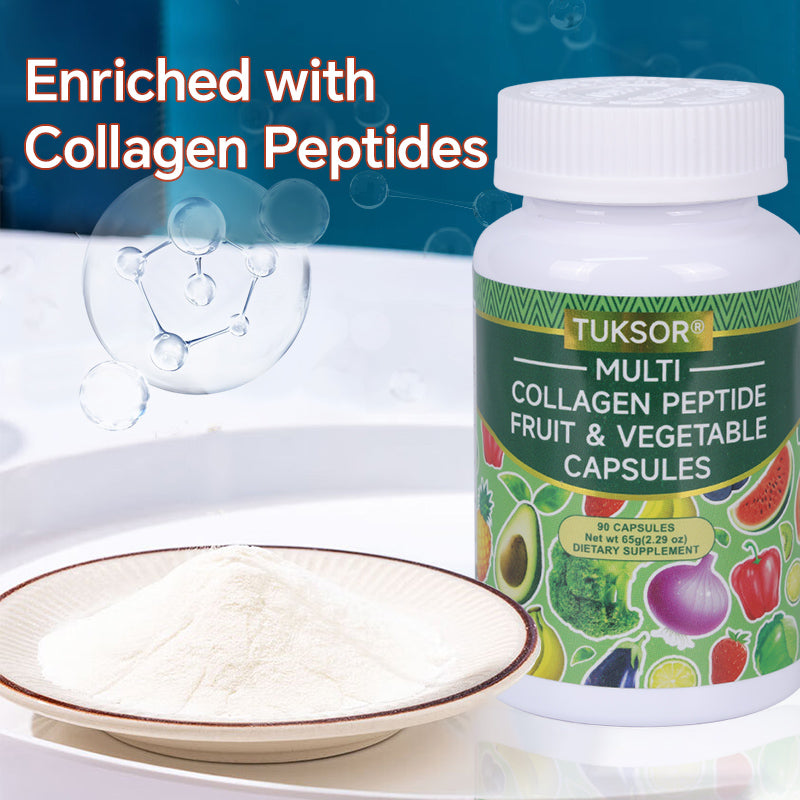 Multi Collagen Peptide Fruit & Vegetable Complex 15 Day Cleanse: Contains collagen peptides and organic fruits and vegetables, vitamins, minerals, fiber and amino acids, skin radiance, gastrointestinal care, detoxification, dietary supplement