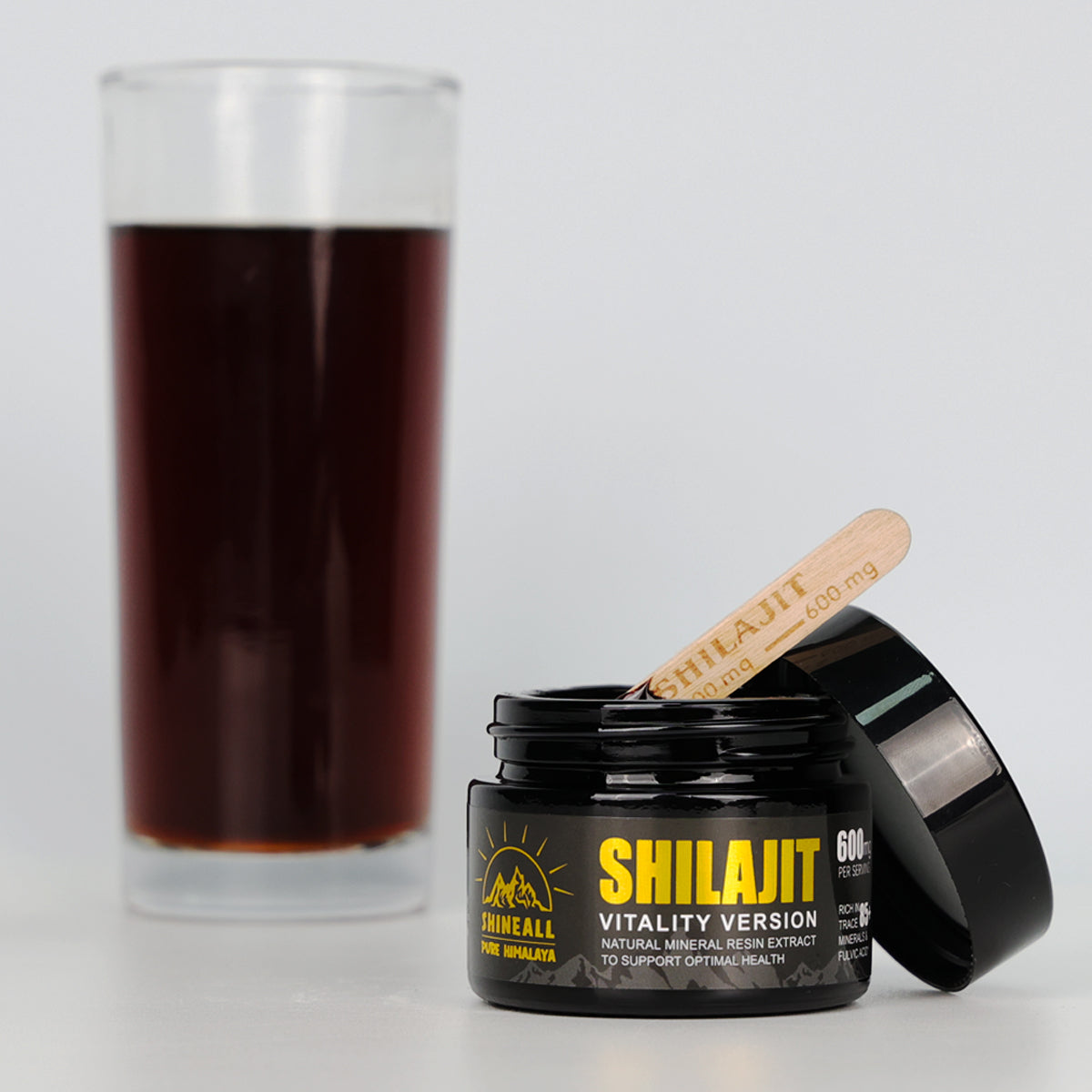 “VITALITY” version of SHILAJIT, with improved SHILAJIT purification technology, rich in trace minerals and fulvic acid, specifically designed to increase vitality, improve concentration, and increase physical performance, for both men and women.